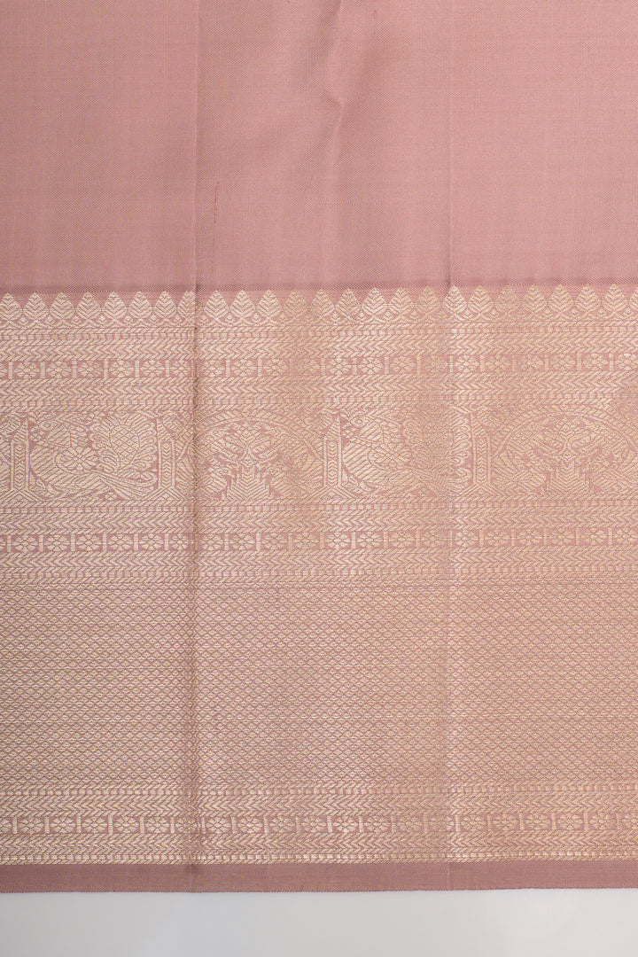 Pastel pink brocade pure kanchipuram silk saree