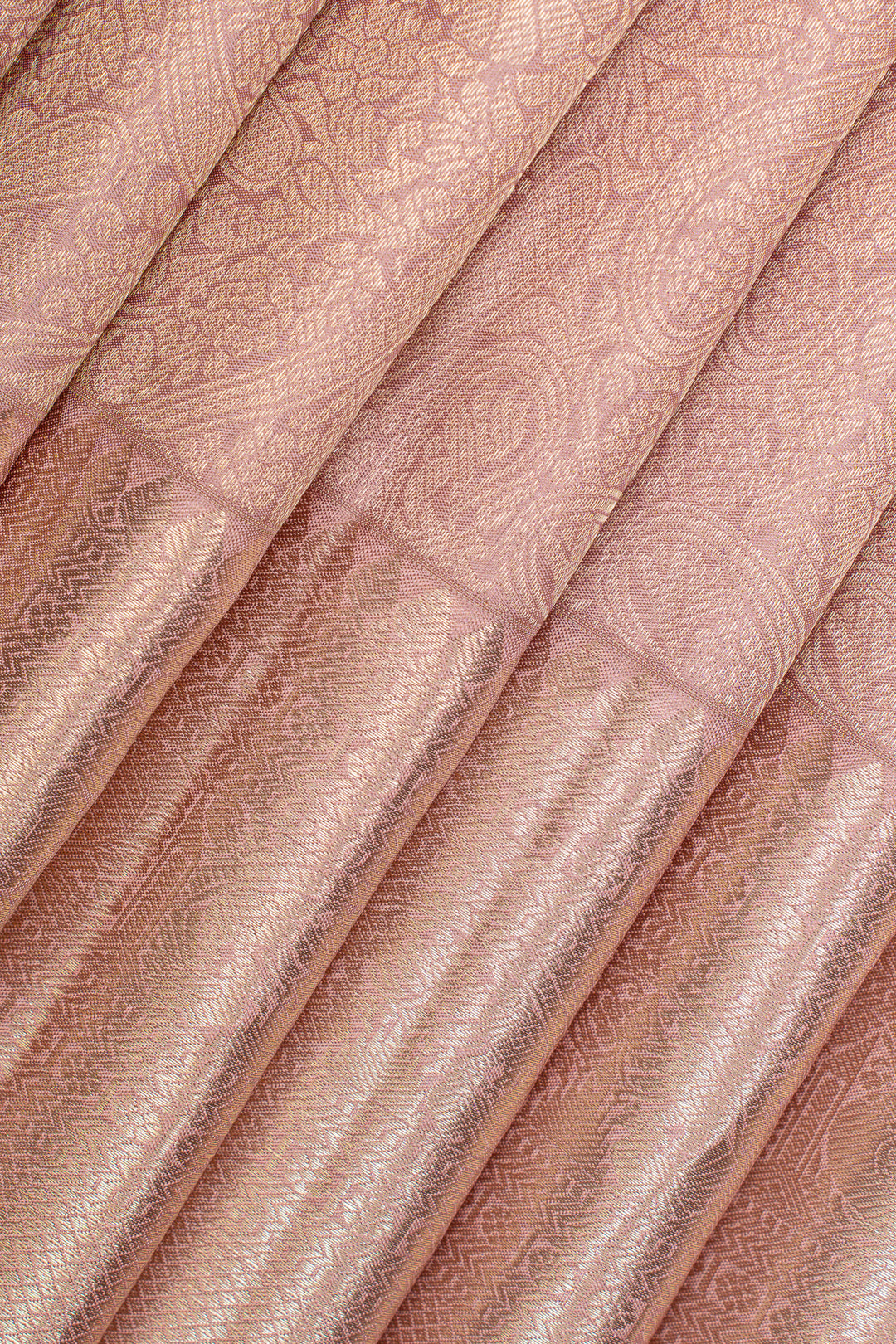 Pastel pink brocade pure kanchipuram silk saree