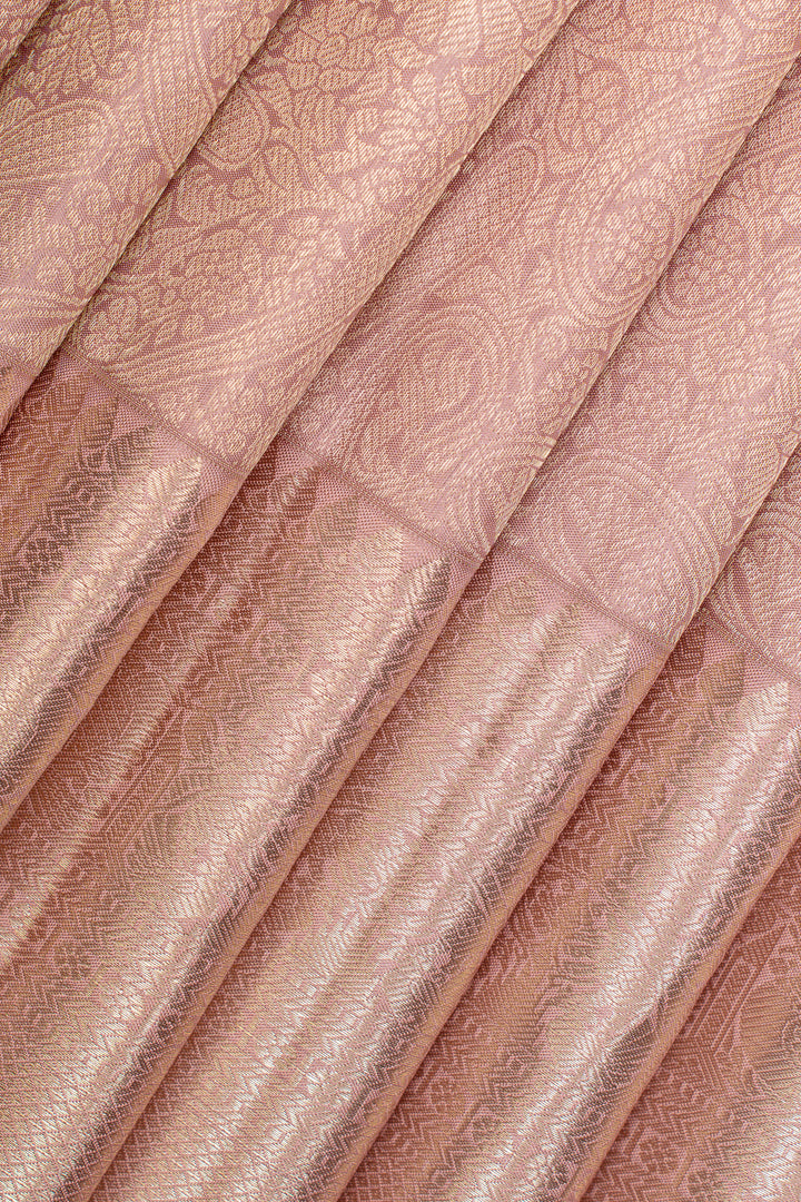 Pastel pink brocade pure kanchipuram silk saree