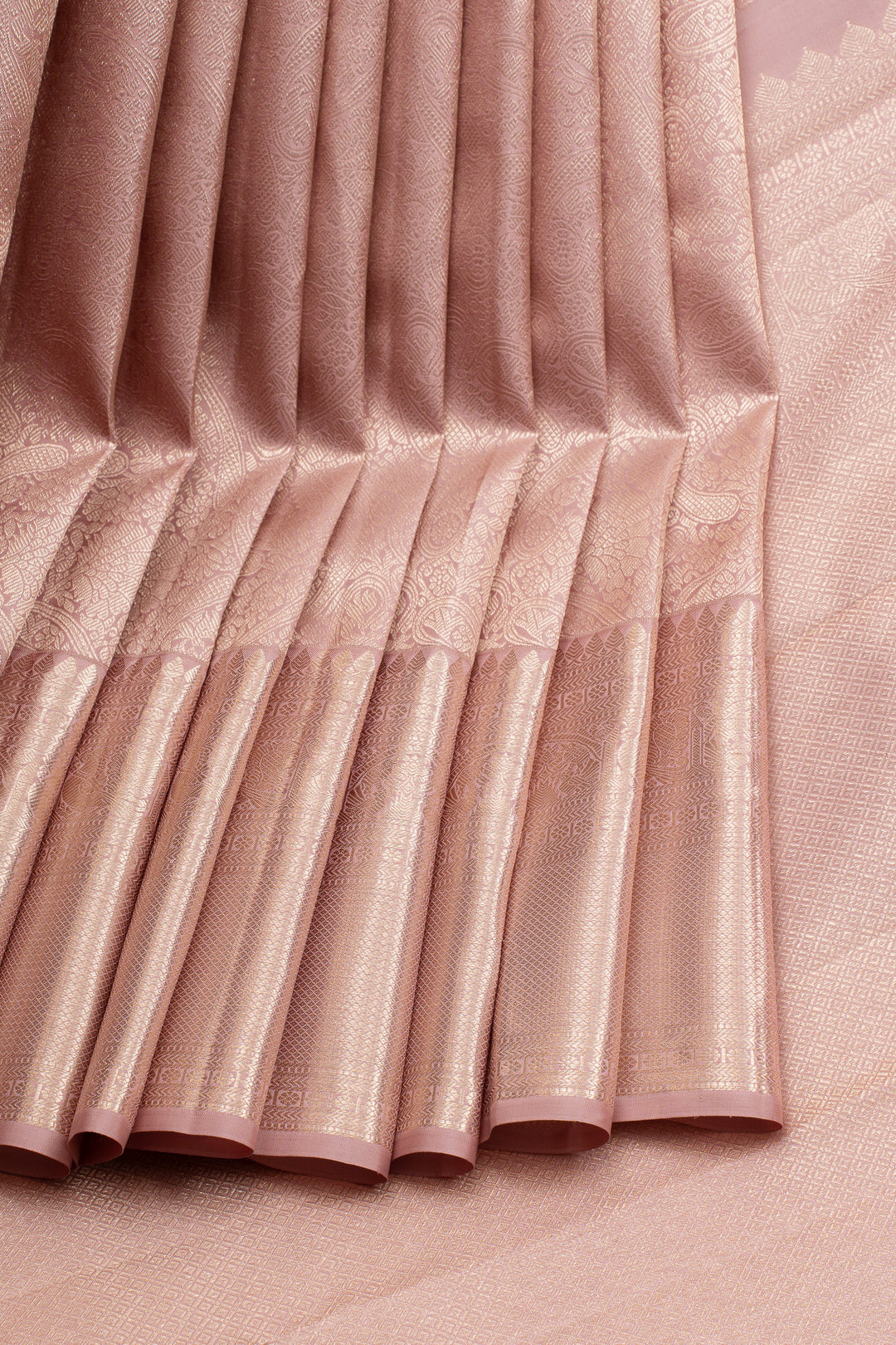 Pastel pink brocade pure kanchipuram silk saree