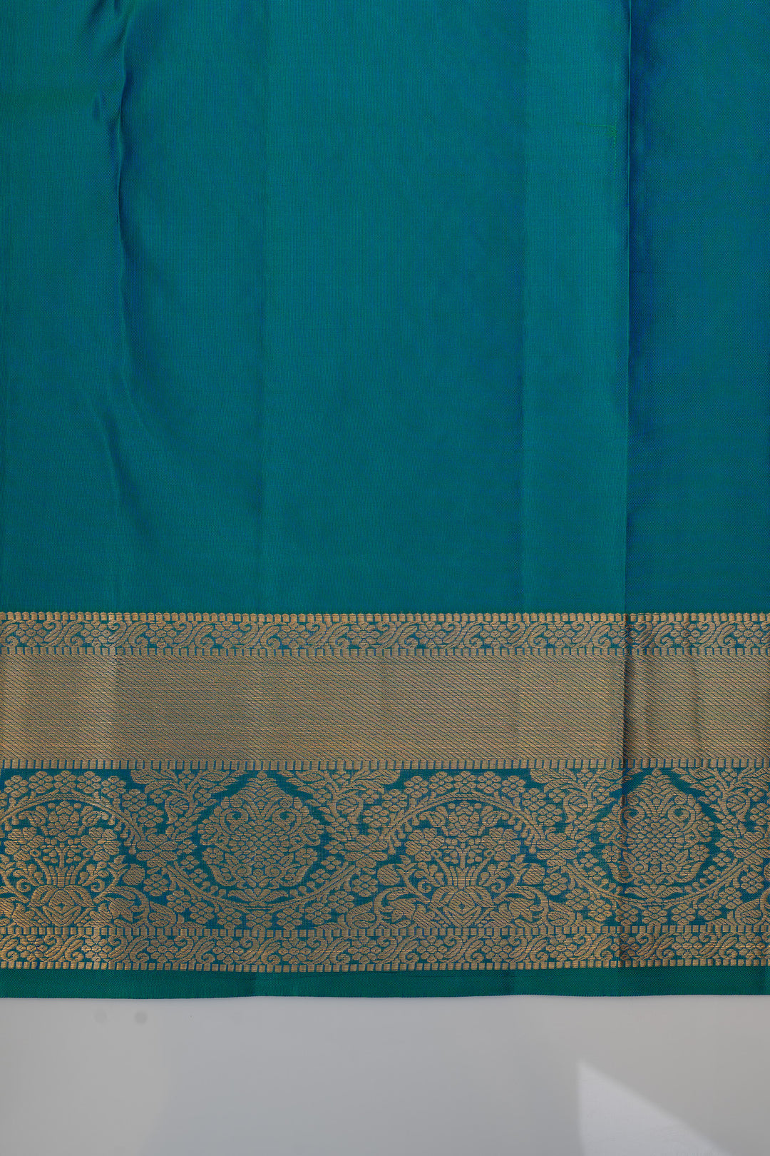 Peacock blue floral brocade pure kanchipuram Silk saree