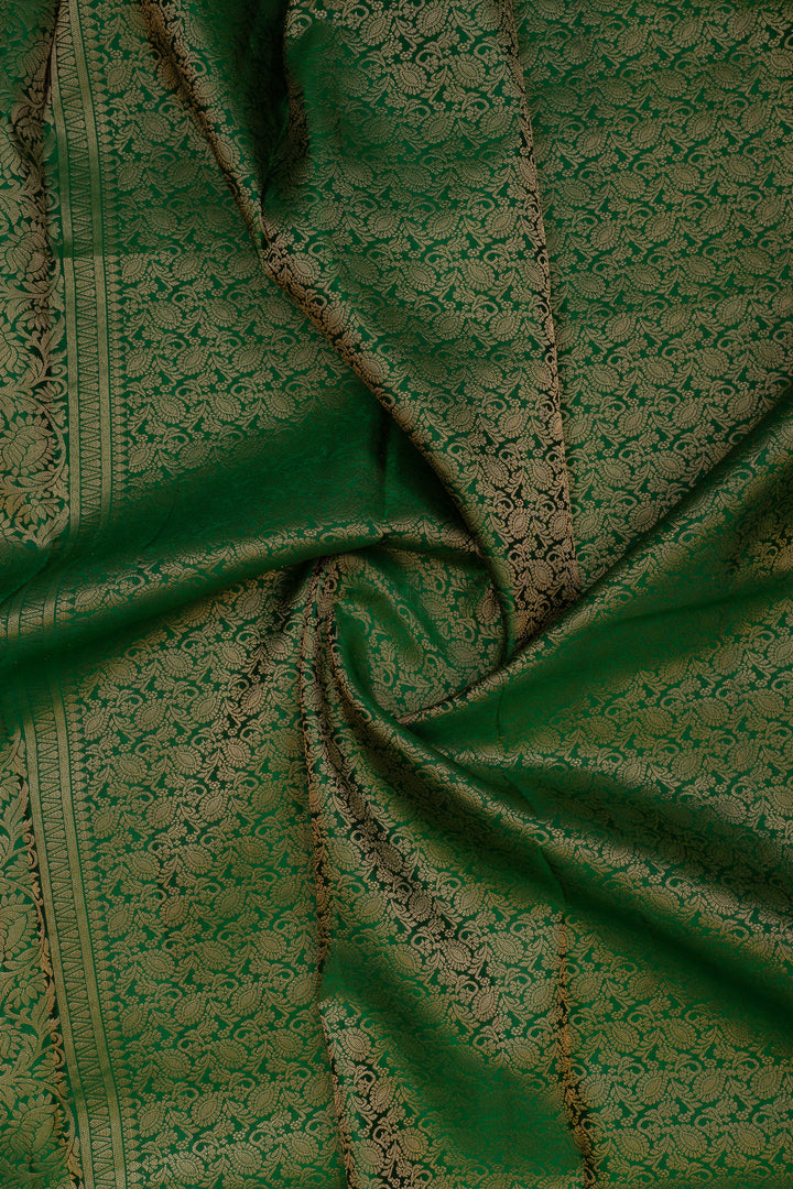 Emerald green floral brocade pure kanchipuram Silk saree