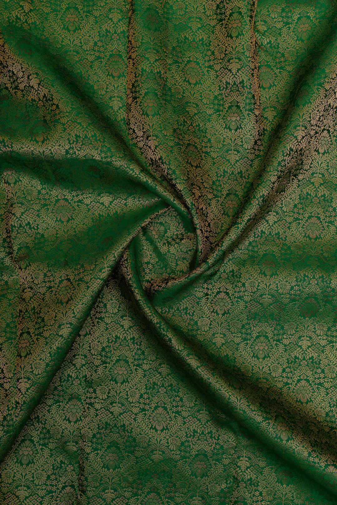 Emerald green floral brocade pure kanchipuram Silk saree