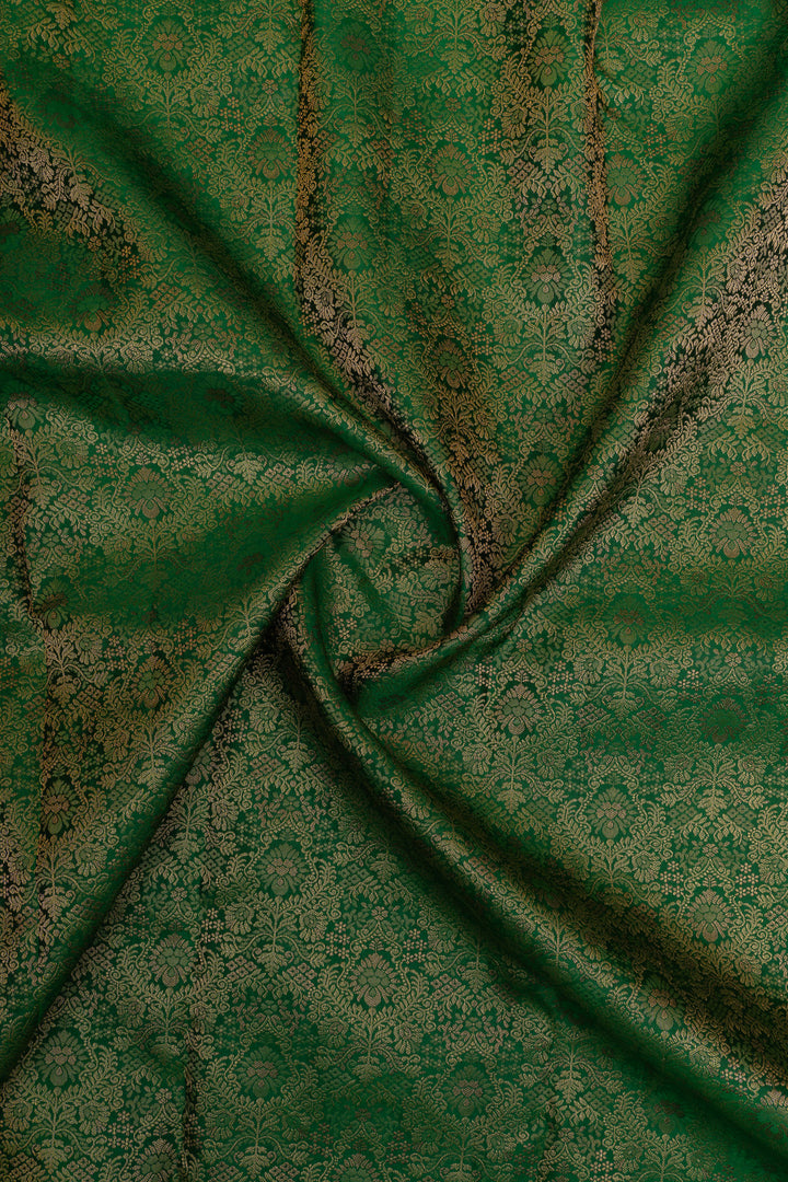 Emerald green floral brocade pure kanchipuram Silk saree