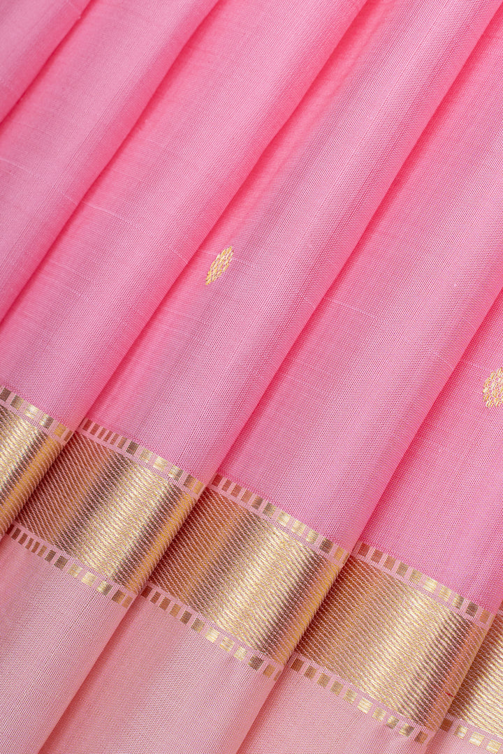 Light pink and gold traditional  pure kanchipuram silk saree
