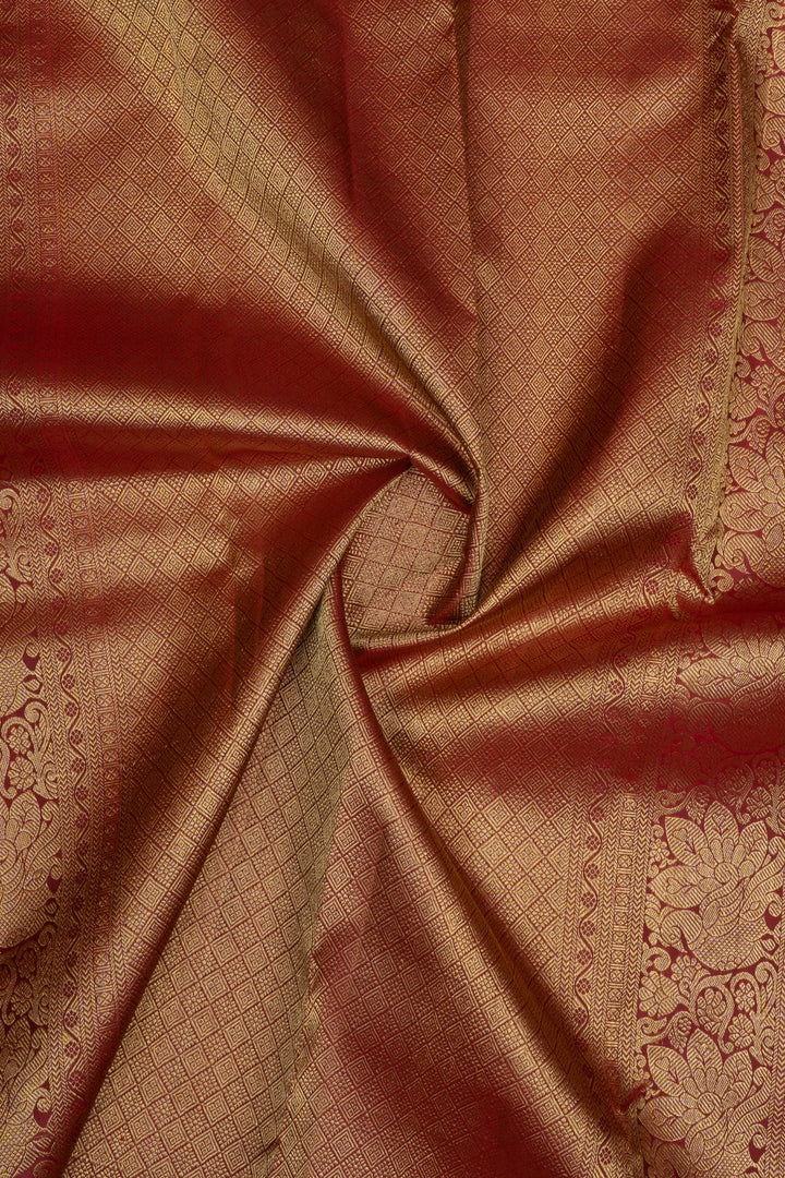 Grey maroon shot color traditional pure kanchipuram silk saree