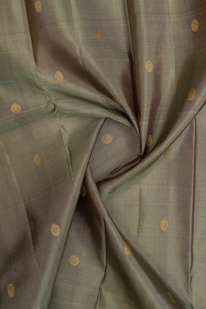 Grey maroon shot color traditional pure kanchipuram silk saree