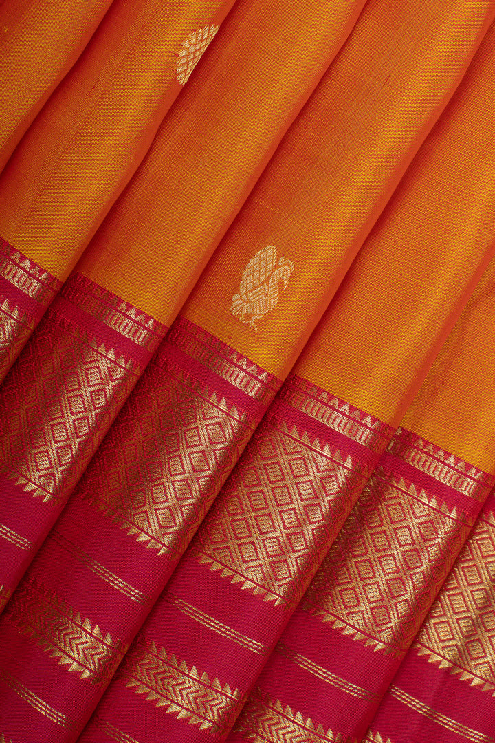Mustard traditional pure kanchipuram silk saree