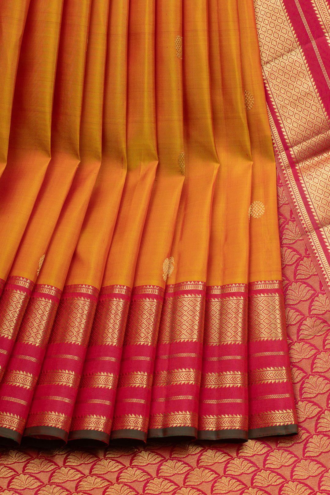 Mustard traditional pure kanchipuram silk saree