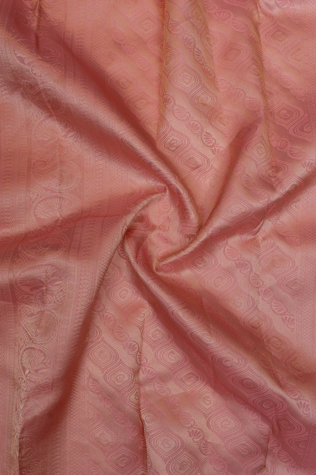 Baby pink floral  brocade pure Kanchipuram silk saree