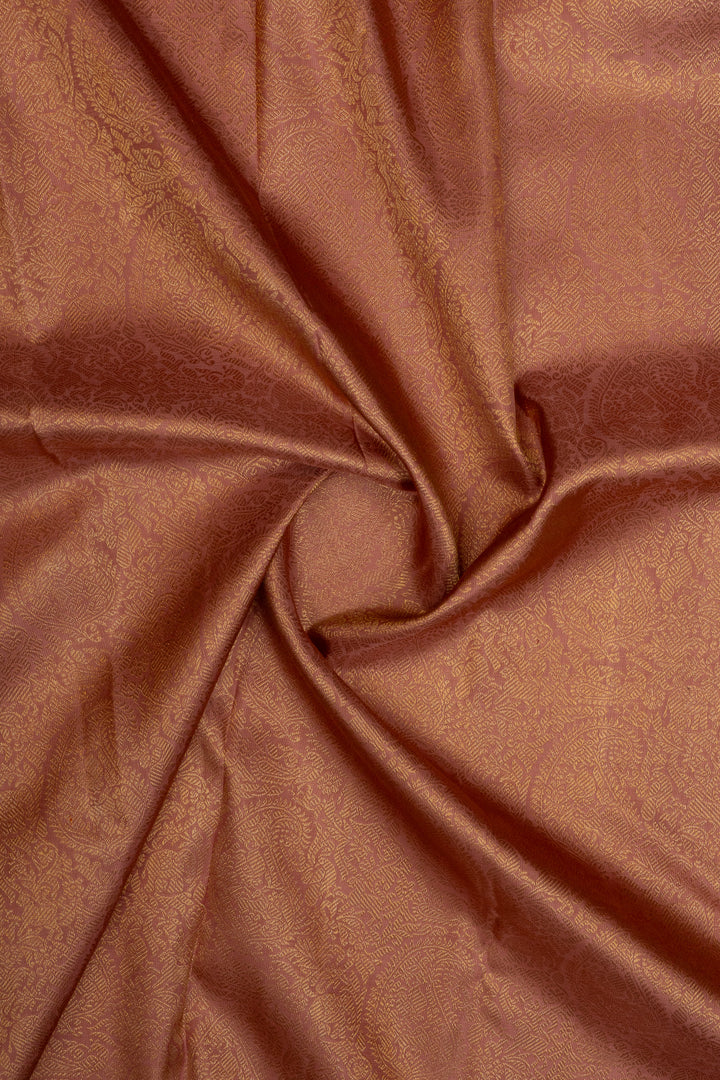 Apricot peach paisley vanasingaram brocade  pure kanchipuram silk saree