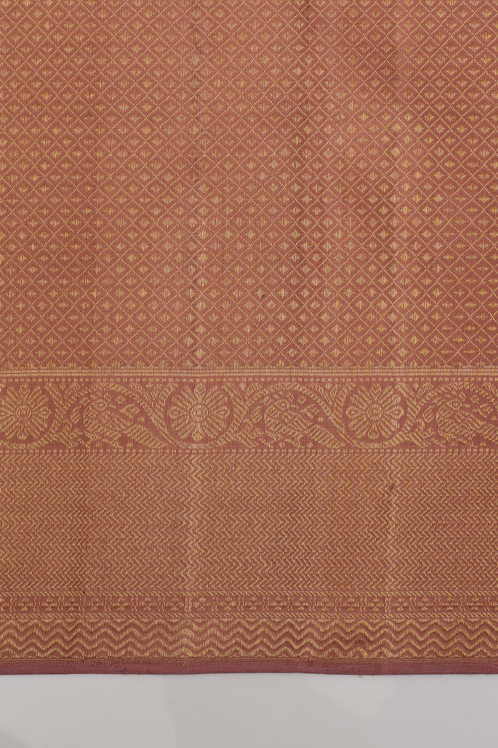 Apricot peach paisley vanasingaram brocade  pure kanchipuram silk saree