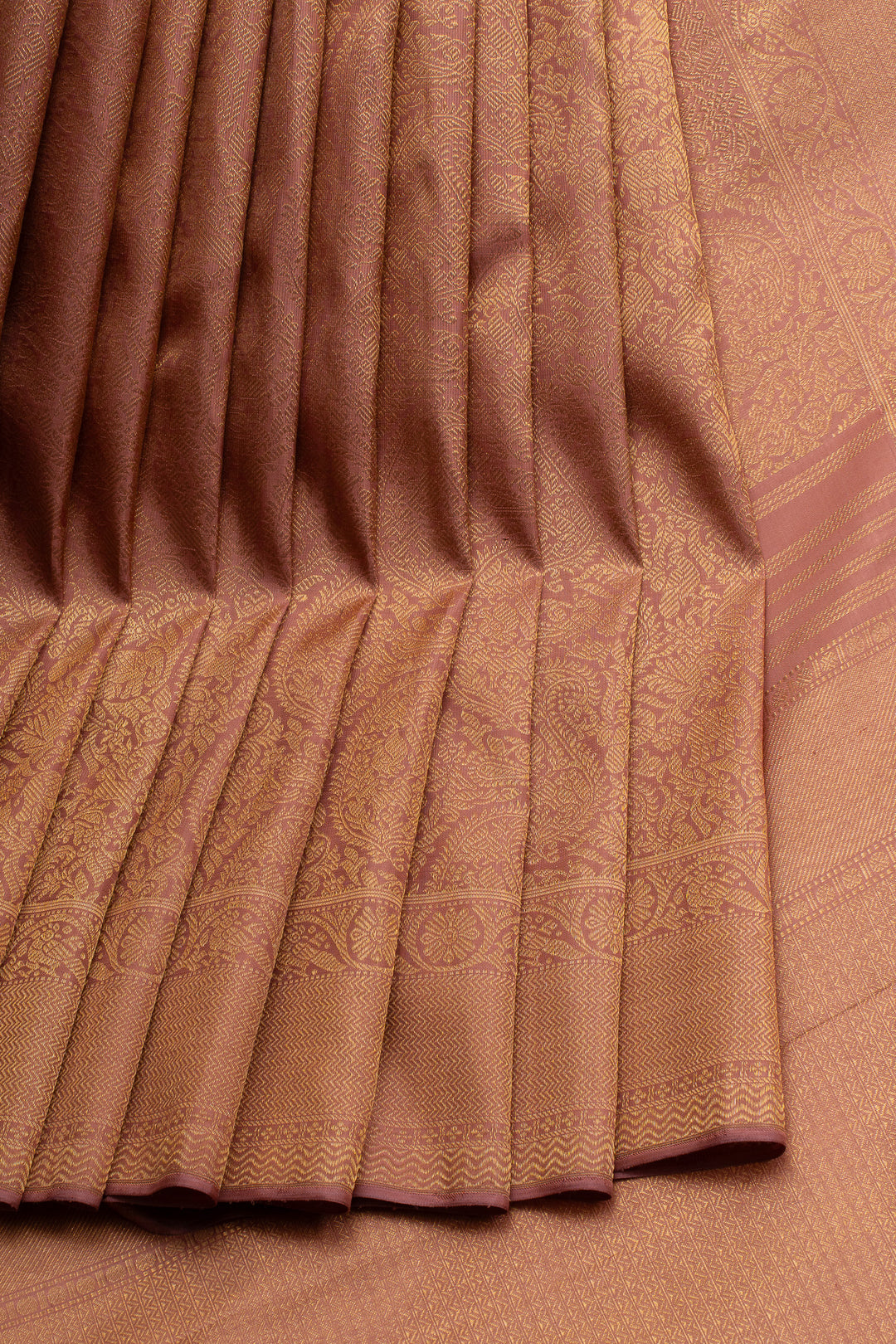 Apricot peach paisley vanasingaram brocade  pure kanchipuram silk saree