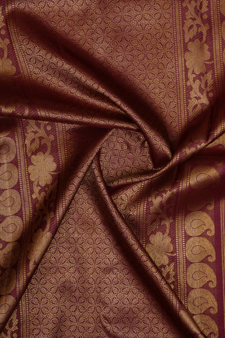 Sandal beige and  maroon traditional pure kanchipuram silk saree