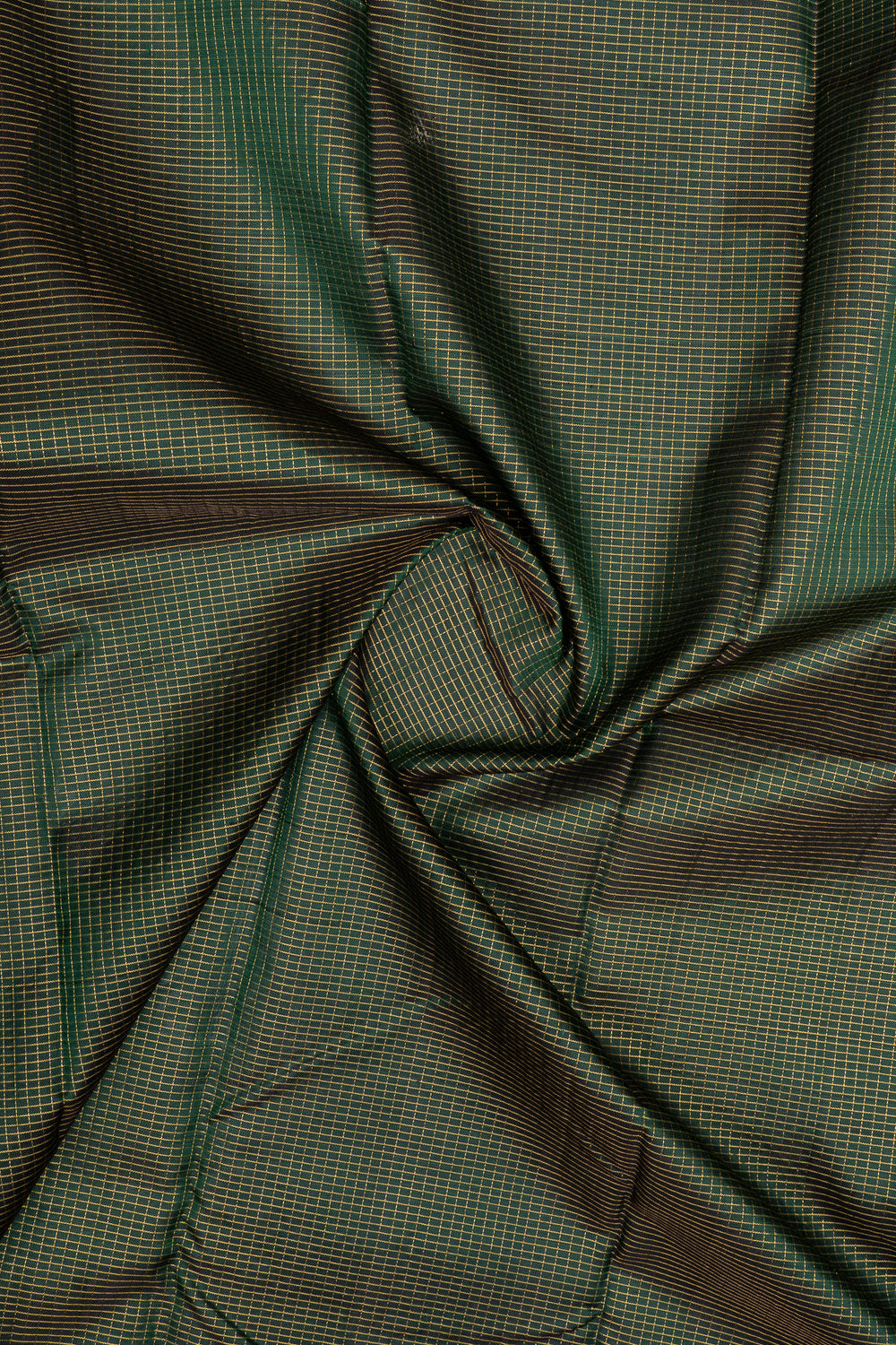Bottle green zari checks pure kanchipuram silk saree