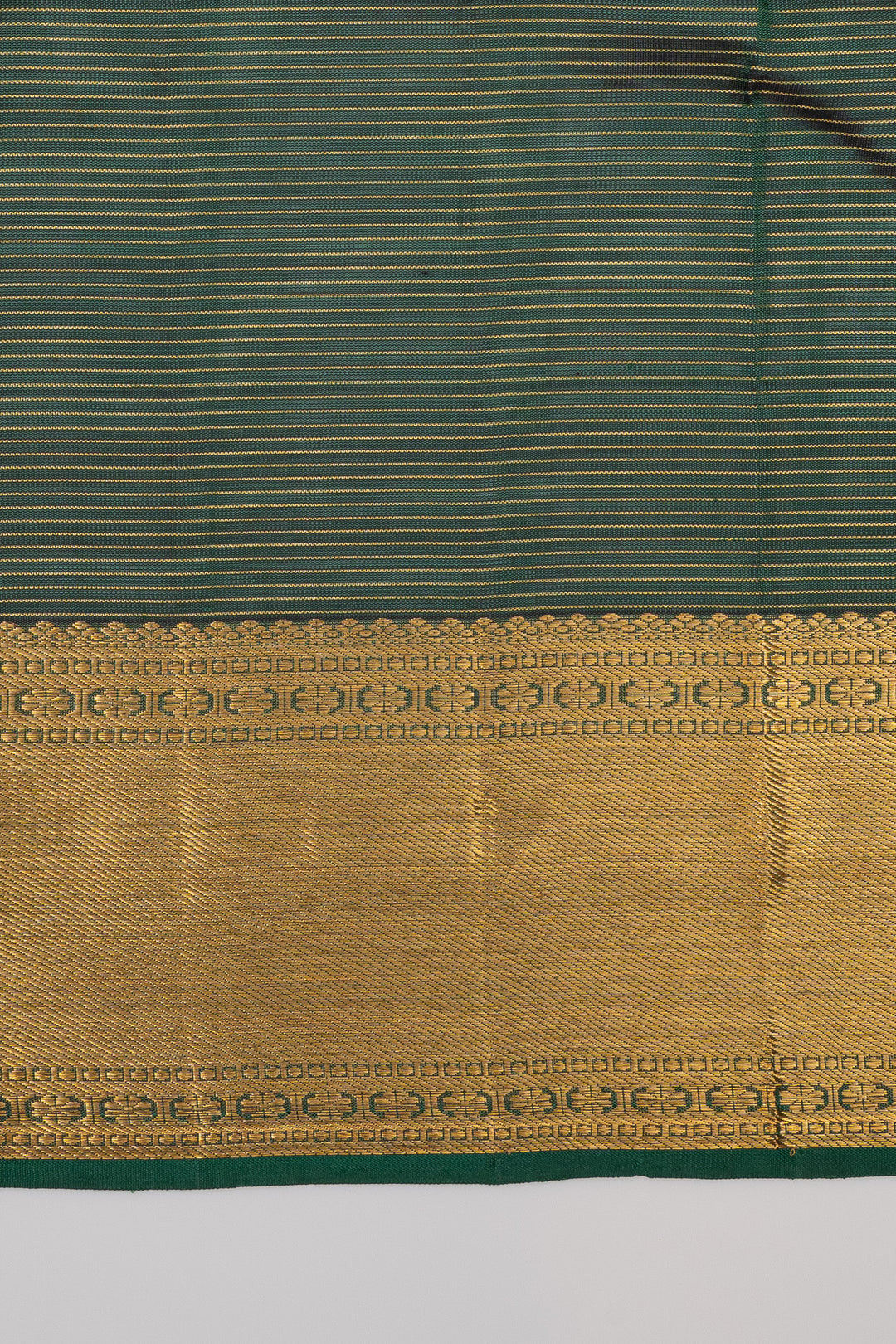 Bottle green zari checks pure kanchipuram silk saree