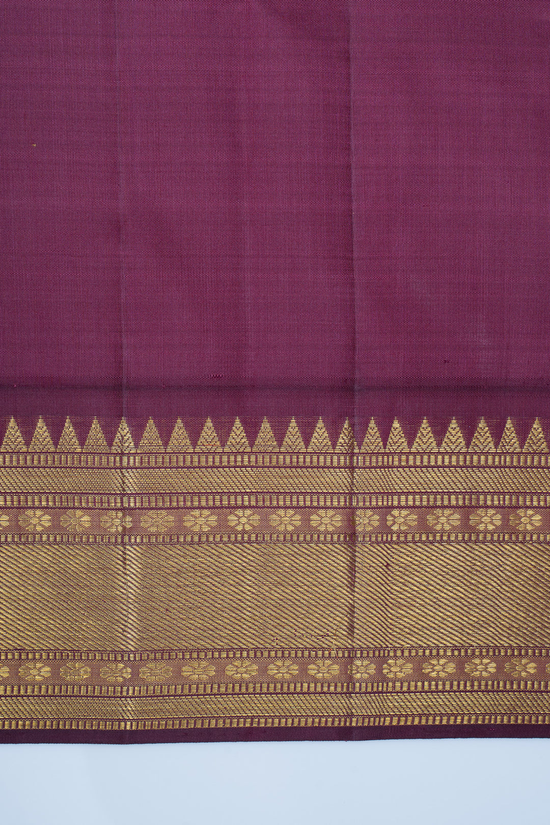 Magnolia cream and maroon pure kanchipuram silk saree