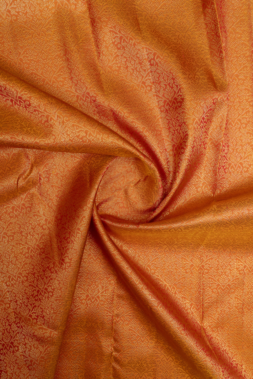 Golden orange and red brocade pure kanchipuram silk saree