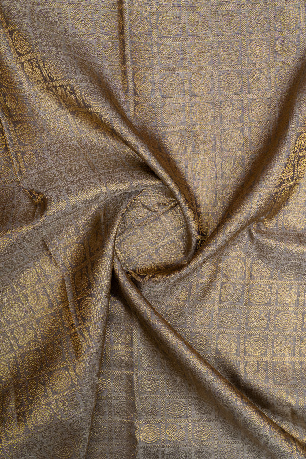 Greyish purple annam chakram brocade pure kanchipuram silk saree