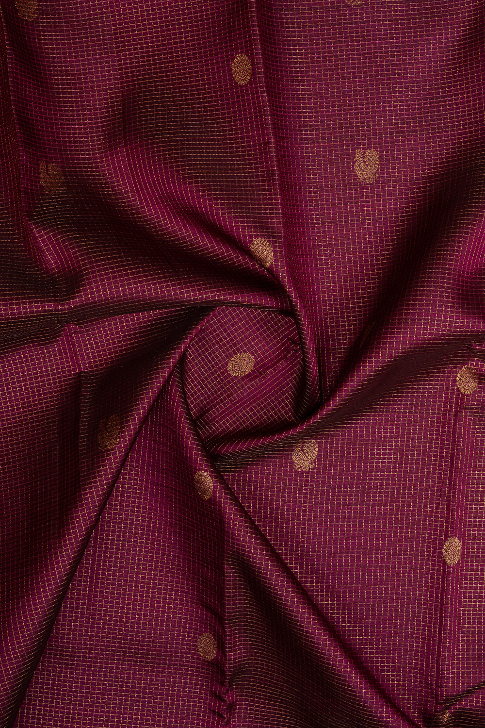 Purple zari checks pure kanchipuram silk saree
