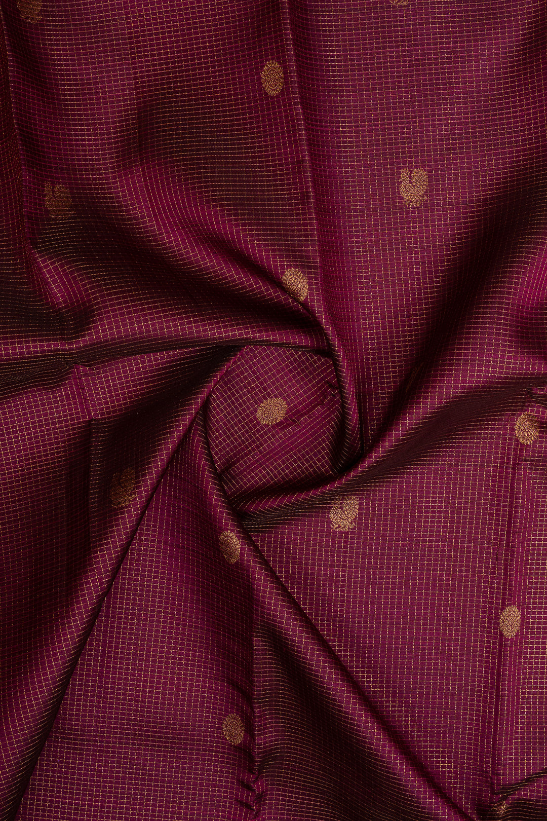 Purple zari checks pure kanchipuram silk saree