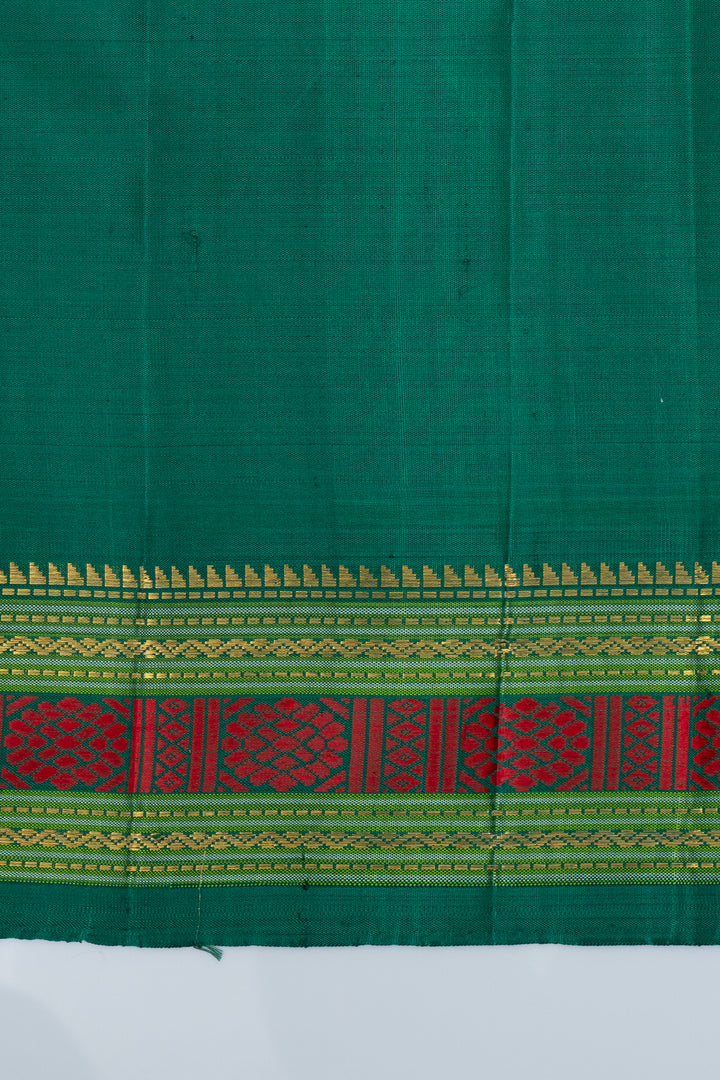 Red and green traditional pure kanchipuram silk saree