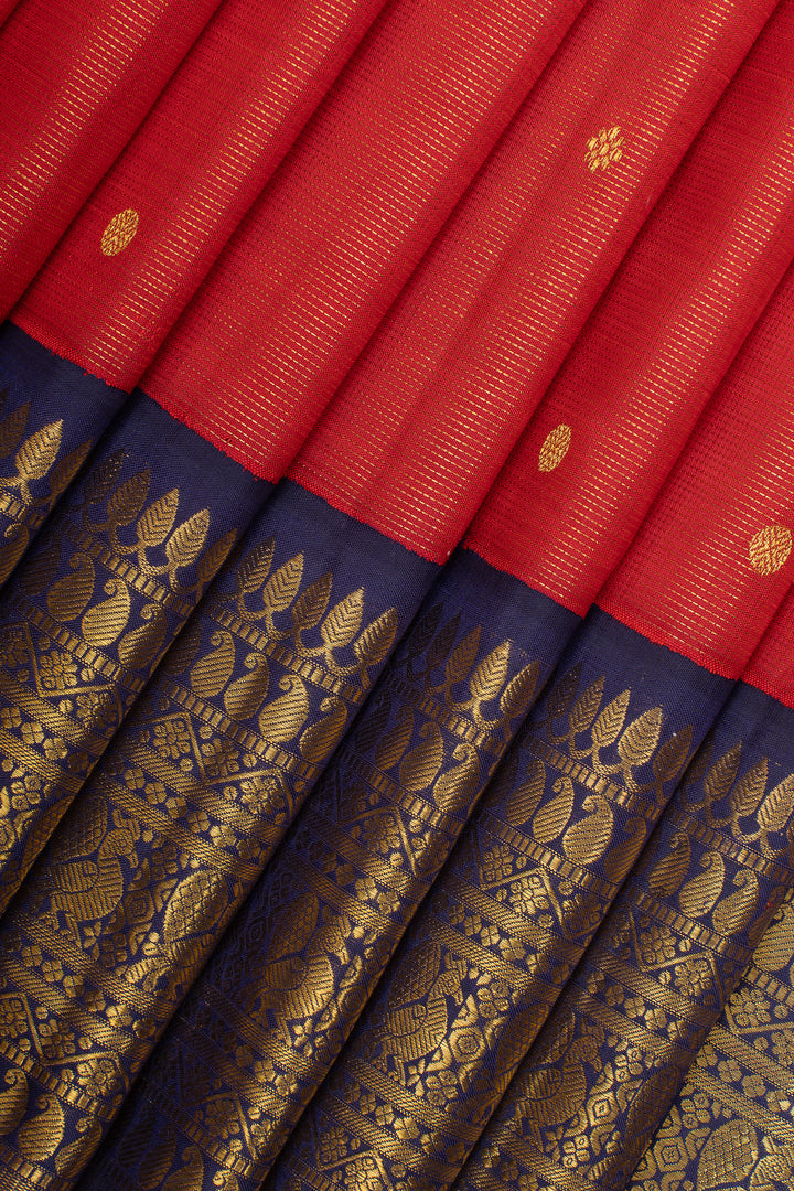 Red and blue Vairaoosi  pure kanchipuram silk saree