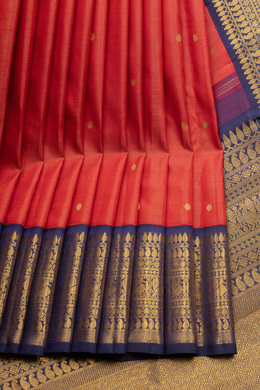 Red and blue Vairaoosi  pure kanchipuram silk saree