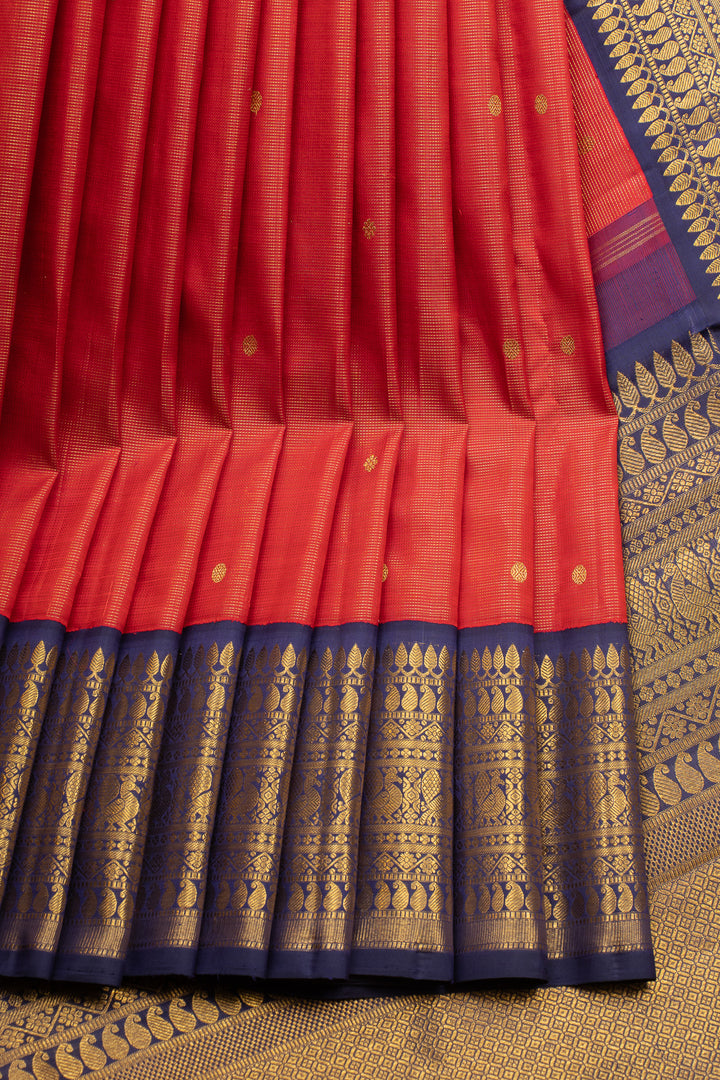 Red and blue Vairaoosi  pure kanchipuram silk saree