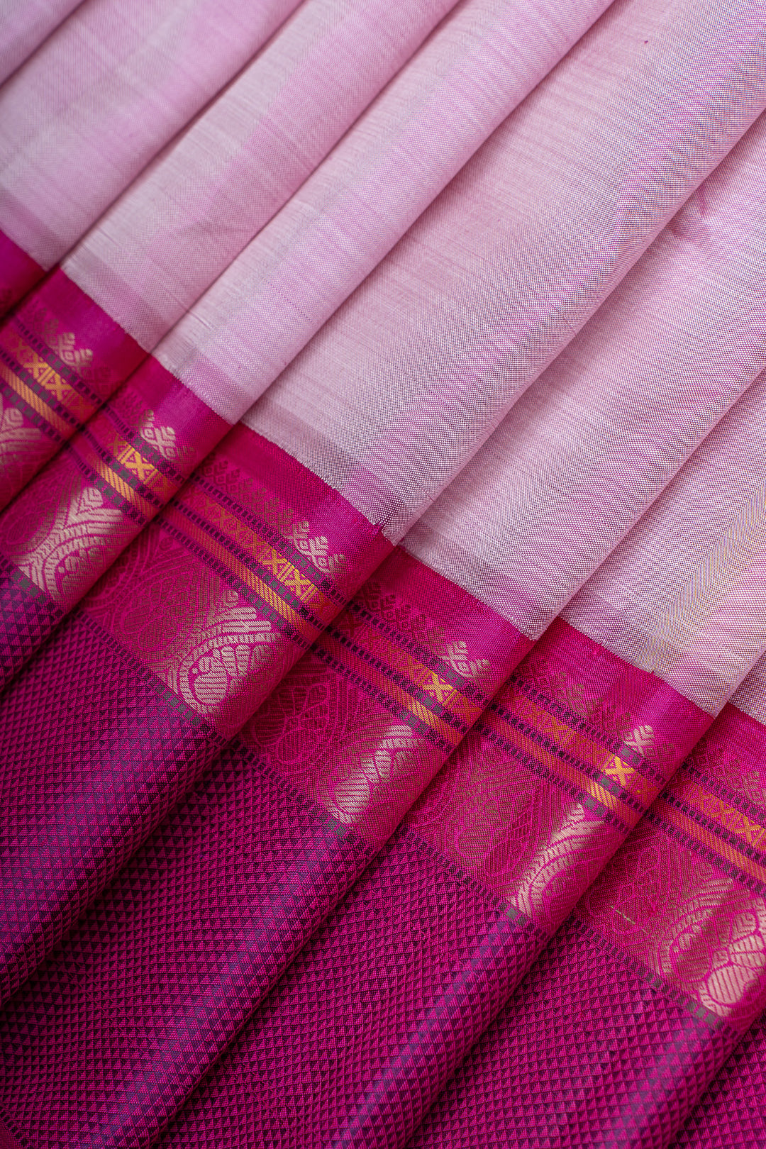 Lotus pink without Zari pure Kanchipuram silk saree