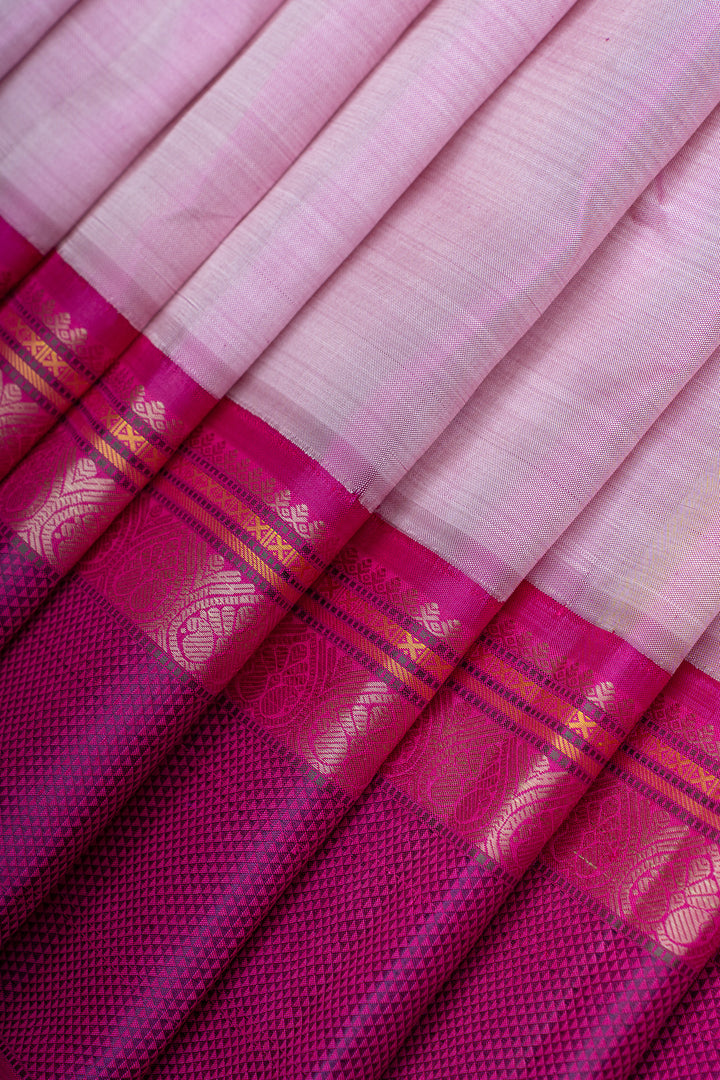 Lotus pink without Zari pure Kanchipuram silk saree