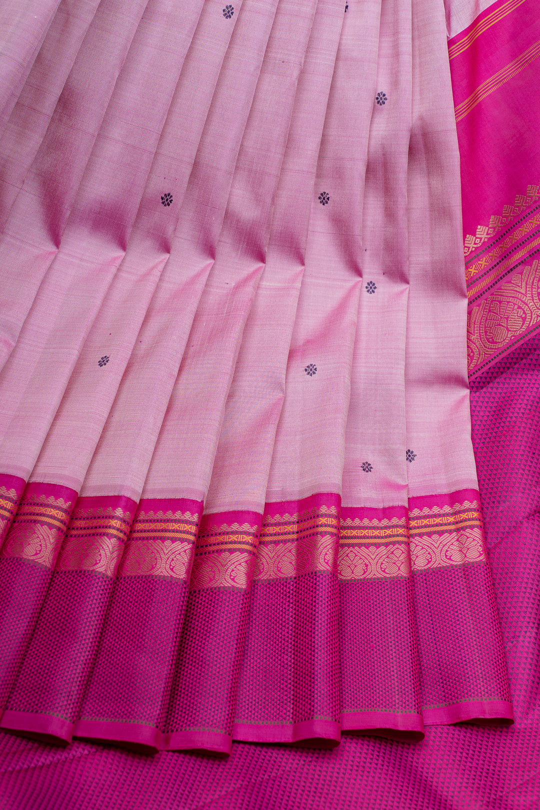 Lotus pink without Zari pure Kanchipuram silk saree
