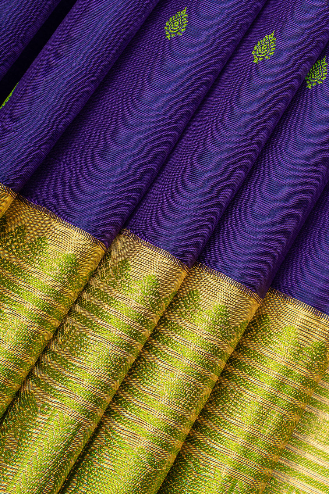 Purple and green traditional pure kanchipuram silk saree