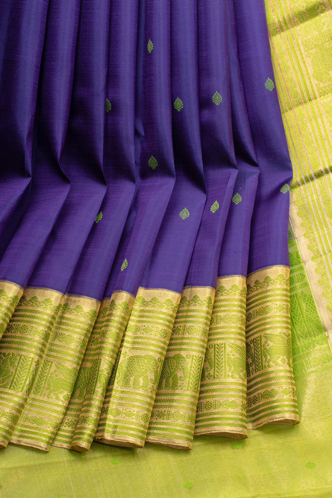 Purple and green traditional pure kanchipuram silk saree