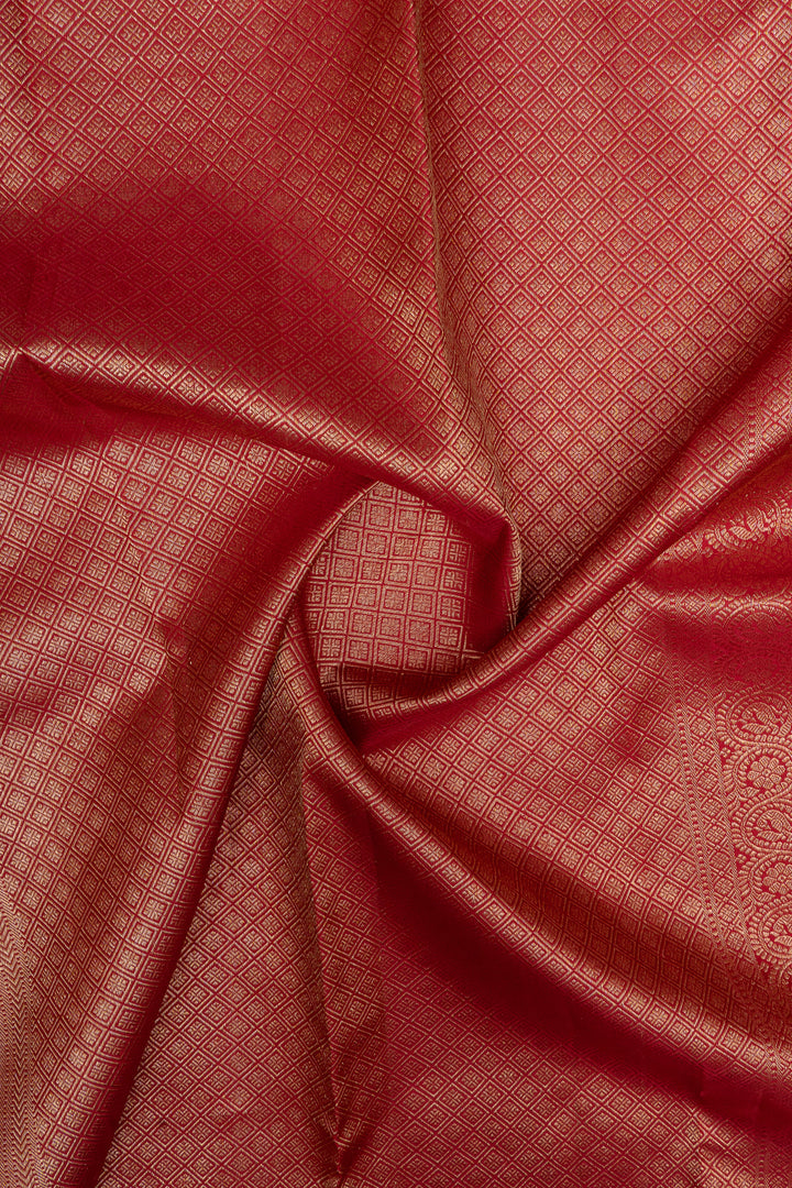 Rani pink zari checks pure kanchipuram silk saree