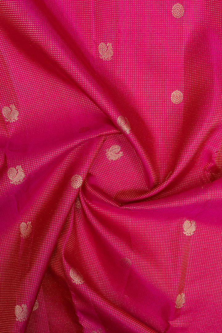 Rani pink zari checks pure kanchipuram silk saree