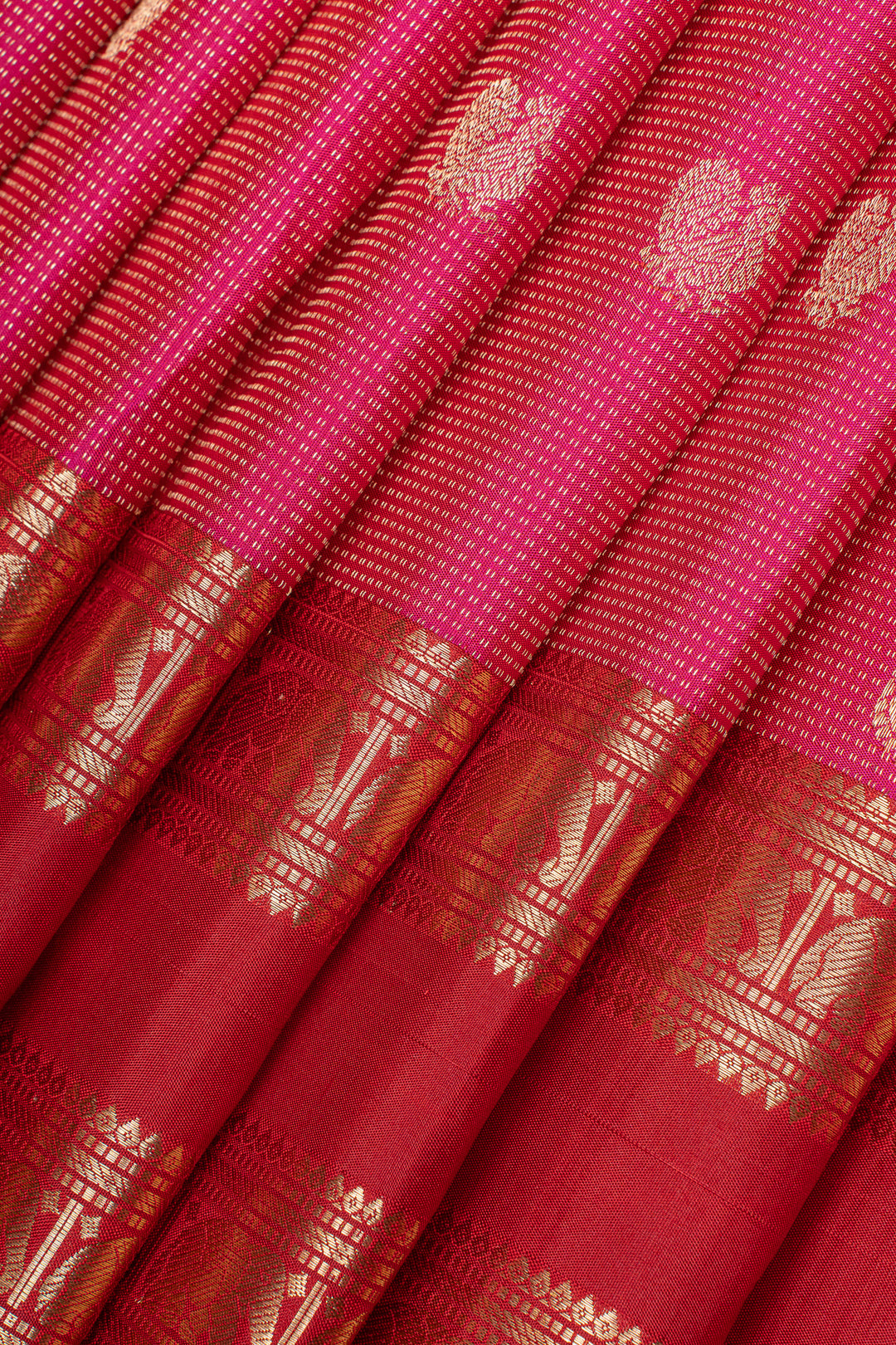 Rani pink zari checks pure kanchipuram silk saree