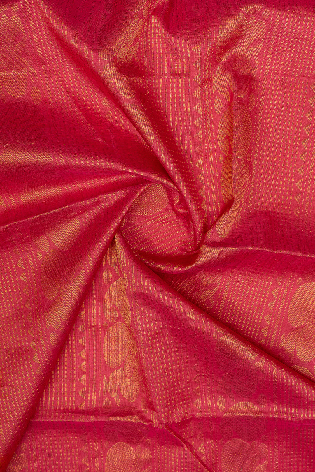 Peach orange stripes pure silk cotton saree