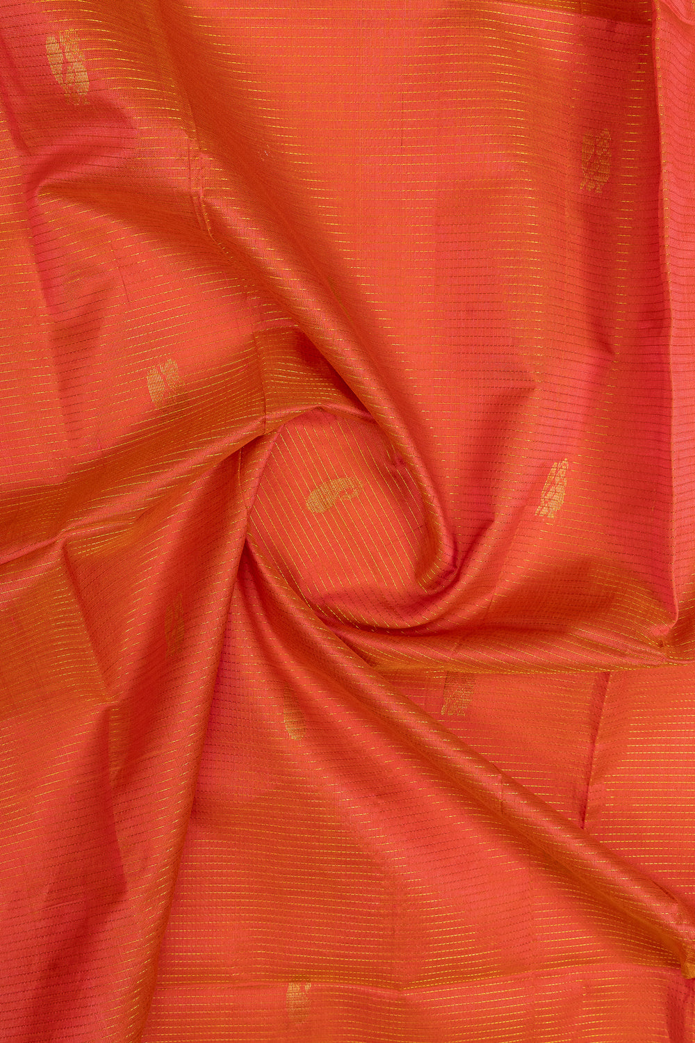 Peach orange stripes pure silk cotton saree
