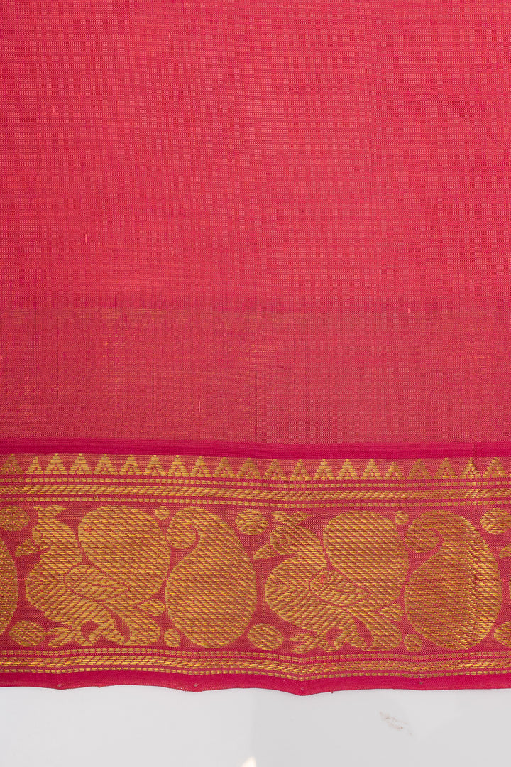 Peach orange stripes pure silk cotton saree