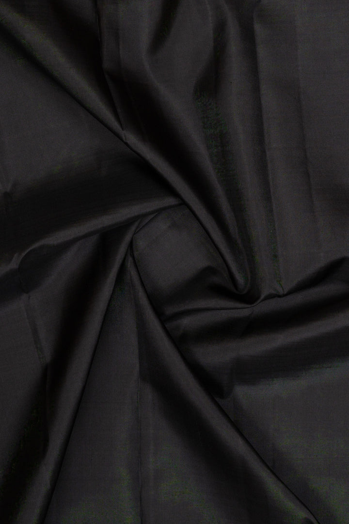 Black vintage multi checks border  pure kanchipuram silk saree