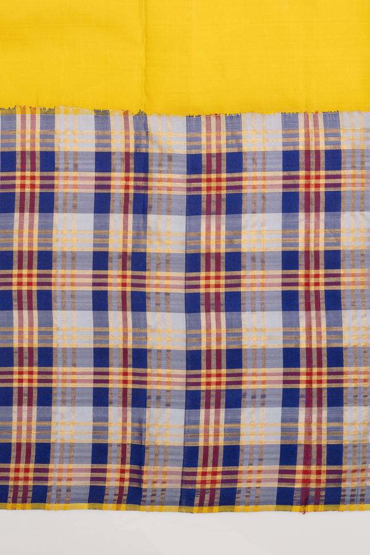 Black vintage multi checks border  pure kanchipuram silk saree