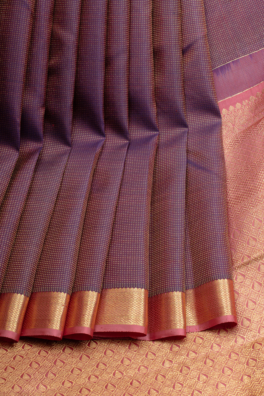 Purple Muthu Zari checks pure kanchipuram silk saree