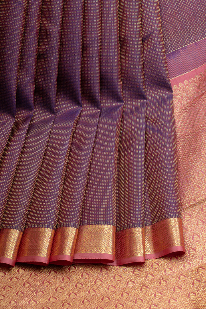 Purple Muthu Zari checks pure kanchipuram silk saree
