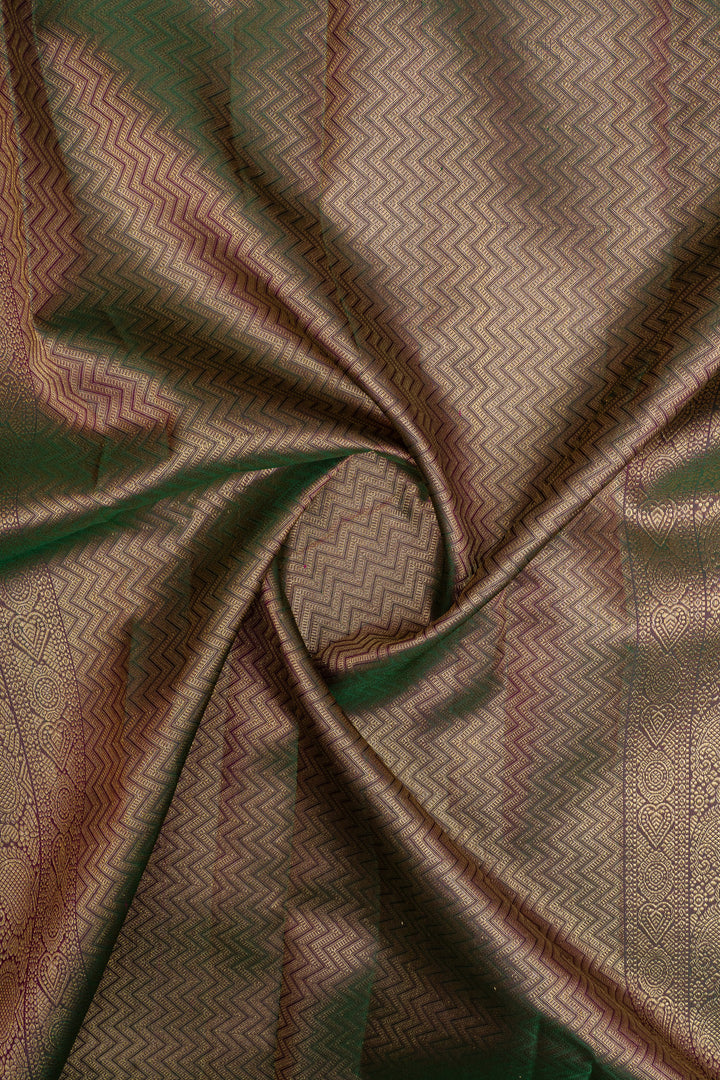 Peach orange traditional pure kanchipuram silk saree