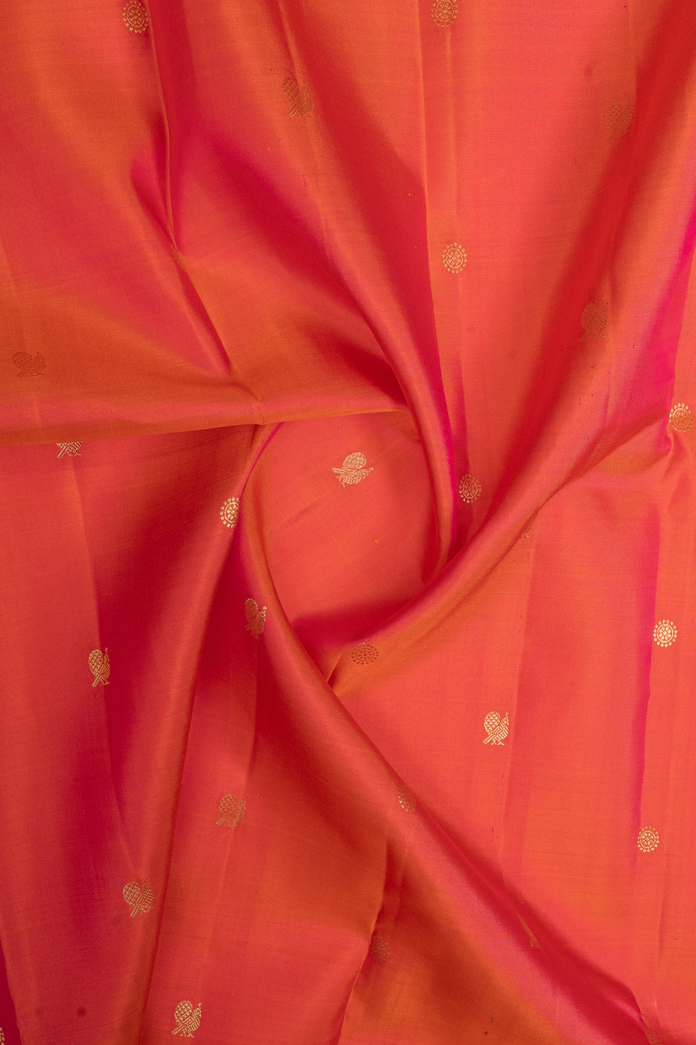 Peach orange traditional pure kanchipuram silk saree