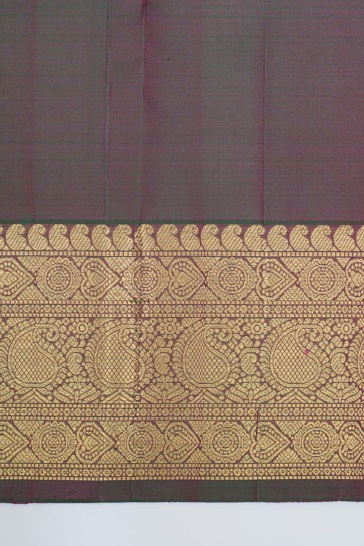 Peach orange traditional pure kanchipuram silk saree