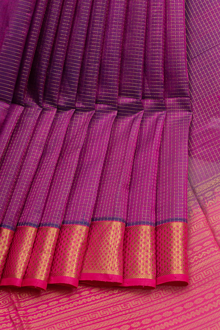 Purple plus butta pure silk cotton saree