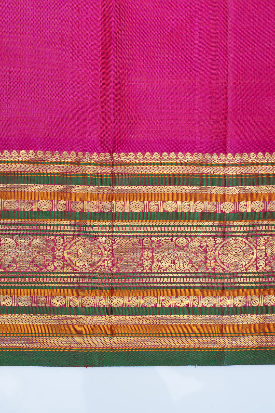 Peacock blue and pink pure kanchipuram silk saree