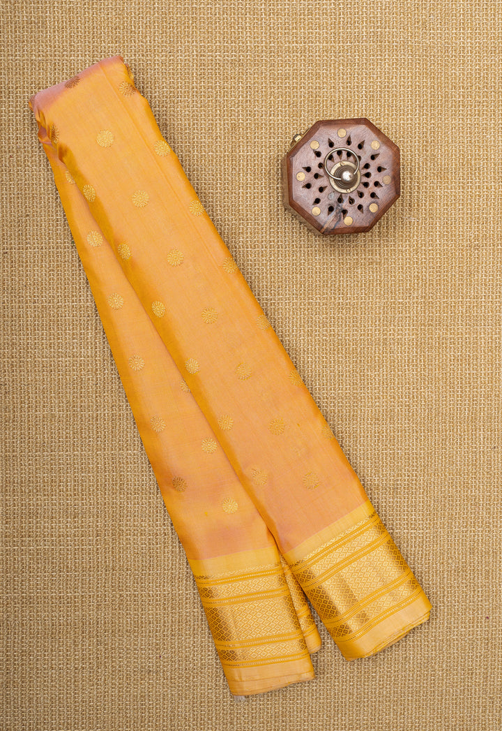 Sandal yellow Gadwal &amp; Kuttu Gadwal silk saree